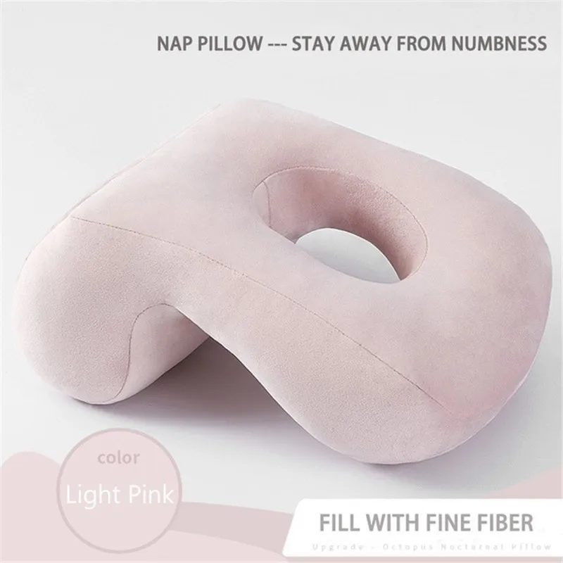 Light pink Подушка для сна, подушка для головы, полый дизайн, подушка для шеи, поддержка головы, мягкая подушка для шеи, дышащая подушка для самолета, для дома, офиса, для сна - Цвет: Light pink
