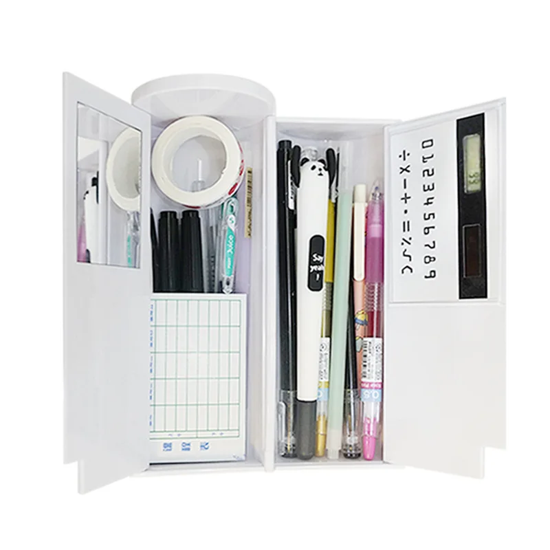 Новинка вместительная коробка для ручек с зеркалом калькулятором ручкой