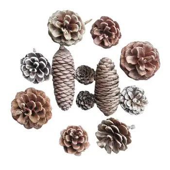 

24Pcs Natural Pine Cone Ornament Christmas Decor Party Dry Flower Accessories