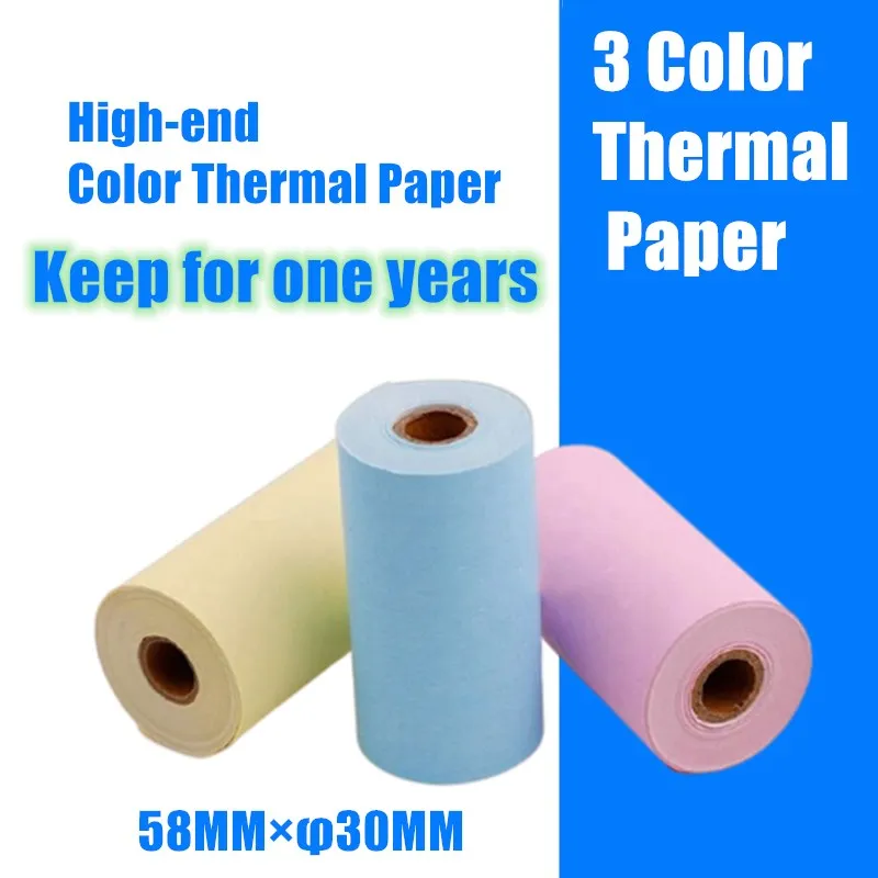 9 Rolls Color Thermal Paper For Mini Printer 57*30mm Printer Paper