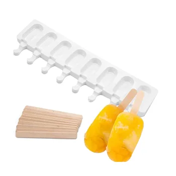 

Ice Cream Bar Mold, Silicone sicle Molds,DIY Ice Cream Maker with 50Pcs Wooden Sticks,Classic Oval,Non Stick
