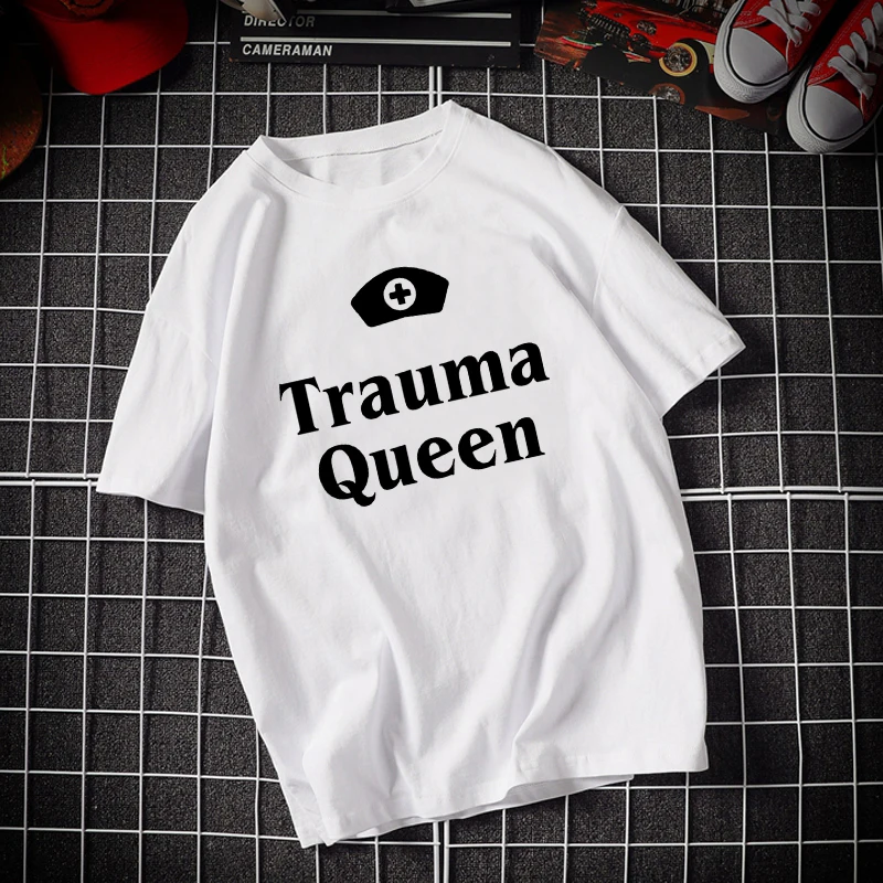 

Nurse queen Print T shirt Women Fashion Tshirt O neck Short Sleeve Harajuku T shirt White Tops Female Tops