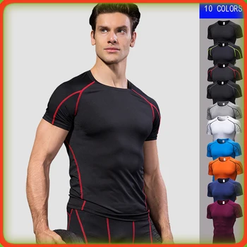 

New Quick Dry Running workout Shirt Fitness Tight Soccer Jerseys Sport Shirt Men sportswear T Shirt gym shirt