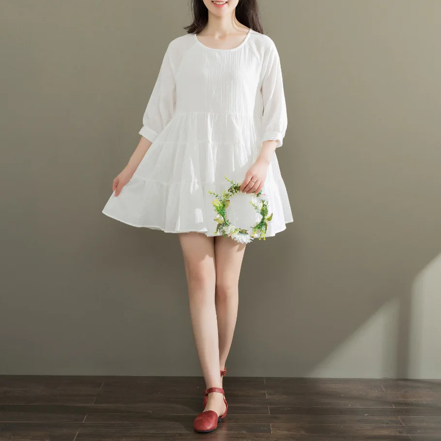 

2019 Summer New Style behind Bow Lace-up Cotton Little Fairy Dress