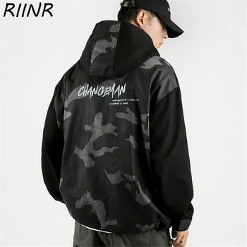 

Riinr Spring 2020 New Product Hip Pop Hooded Loose Long Sleeve Camouflage Letter Printed Hoodie