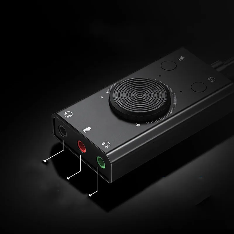 Usb-хаб-адаптер с несколькими переключателями, внешняя стереокарта с наушниками 3,5 мм и разъемом для микрофона, черный цвет