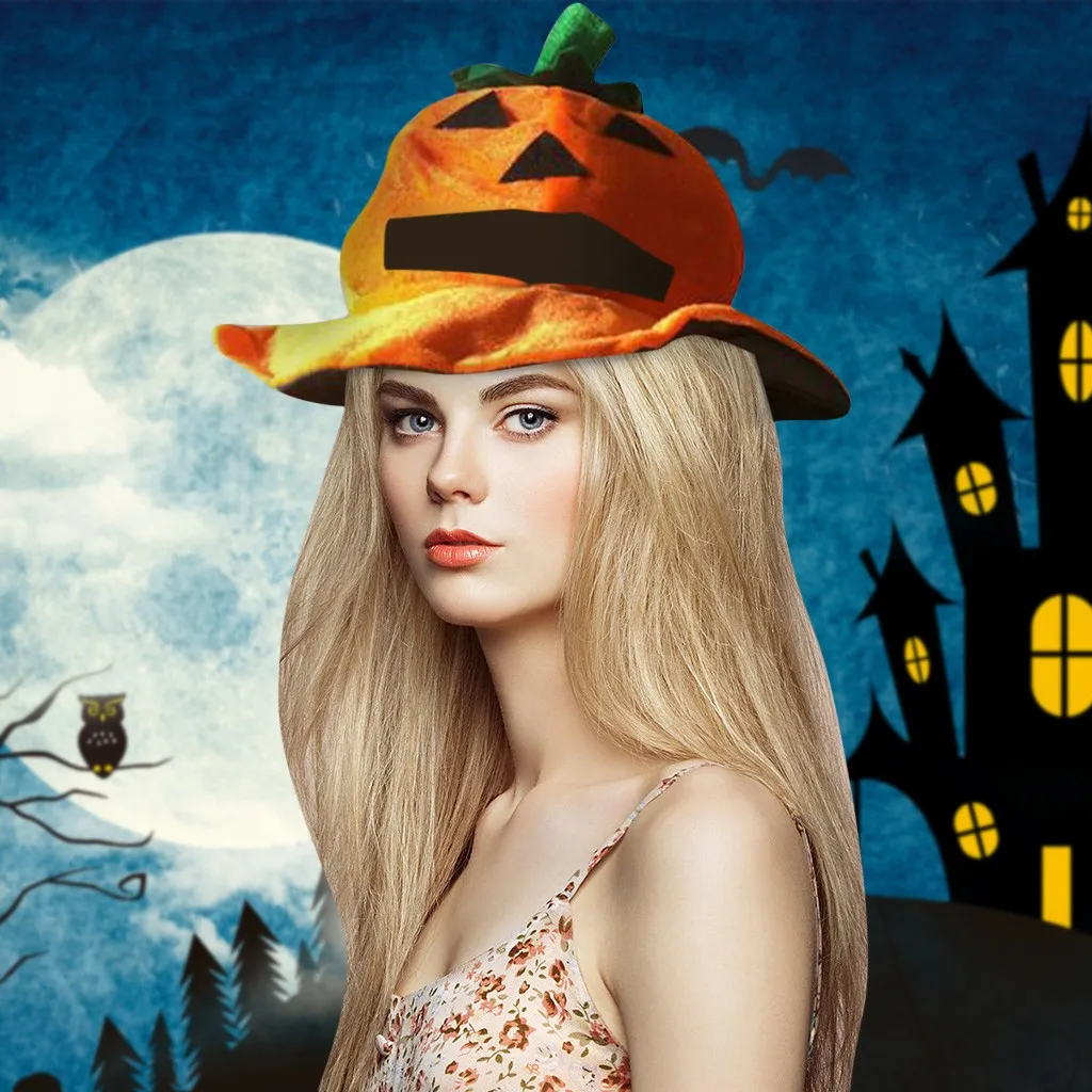 

caps gift Halloween Prom Performance Props Ghost Festival Velvet Hat Pumpkin Hat Headwear soft fabric ightweight & comfy hats