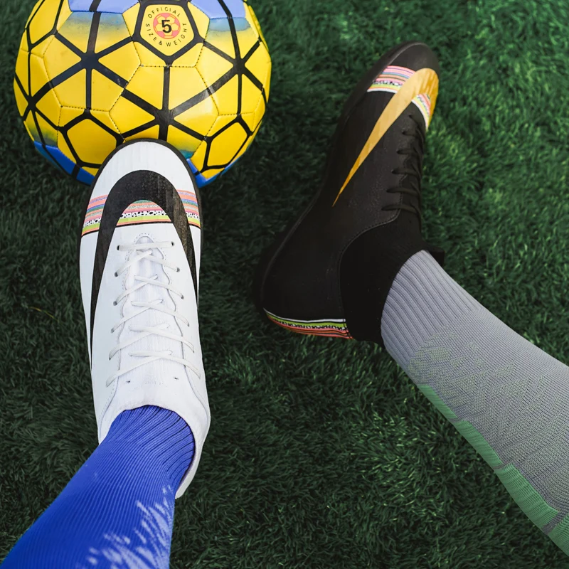 Мужские футбольные бутсы Бутсы длинные шипы TF шипы высокие кеды мягкие Крытый газон Futsal Grip футбольные ботинки