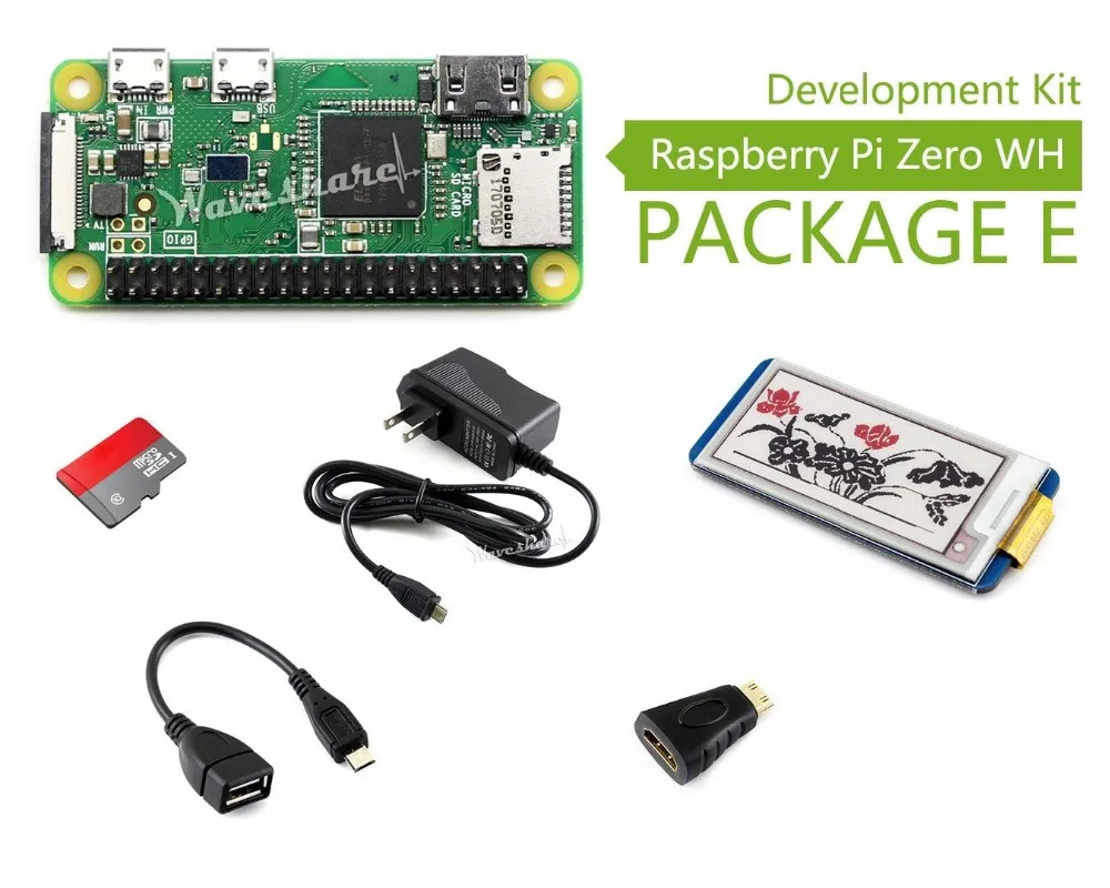 Raspberry Pi Zero WH встроенный комплект для разработки Wi-Fi типа E включая 2 13 дюйма e-Paper hat