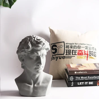 

European Ceramic David Plaster Portrait Sculpture Figurines Decoration Home Livingroom Table Furnishing Crafts Hotel Ornaments
