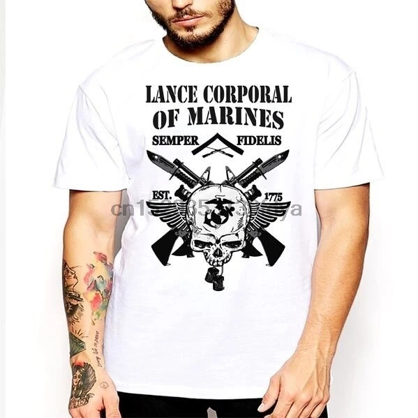 USMC T Shirt US Marines Semper Fidelis Infantry Combat Arms Men Lance CorporalTShirts