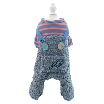 

Striped Design Pink Green Colors Four Legs Warm Fleece Cotton Padded Dog Clothes Autumn and Winter Accesorios Perro Pet Jacket