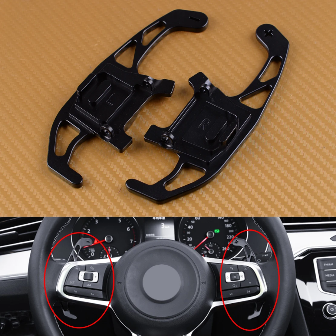 CITALL 2 шт. черный алюминиевый руль сдвиг весло расширение подходит для VW Jetta Golf 7 R GTI Passat вариант Scirocco