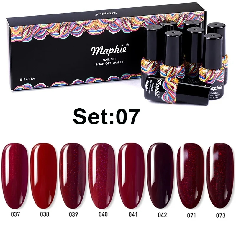 5 Maphie, 8 шт./лот, набор гель-лаков для ногтей, долговечный цветной гель, впитывающий УФ/светодиодный, с подарочной коробкой, термальный гель для изменения цвета - Цвет: 5