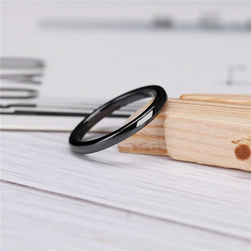Кольцо керамическое женское с отполированным куполом 2 мм|stacking rings|ceramic ring womenblack