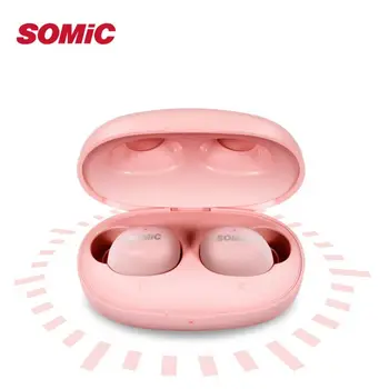 

Somic W10 TWS bluetooth 5.0 Earphone LDS Antenna Macaron Pink Mini Stereo Denoise Portable Smart Touch Headset with Mic