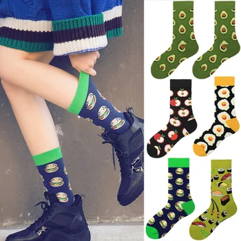 

Hot Pack of 3 Women Innovative Socks Burger Avocado Funky Food Series Happy Socks Novelty K2