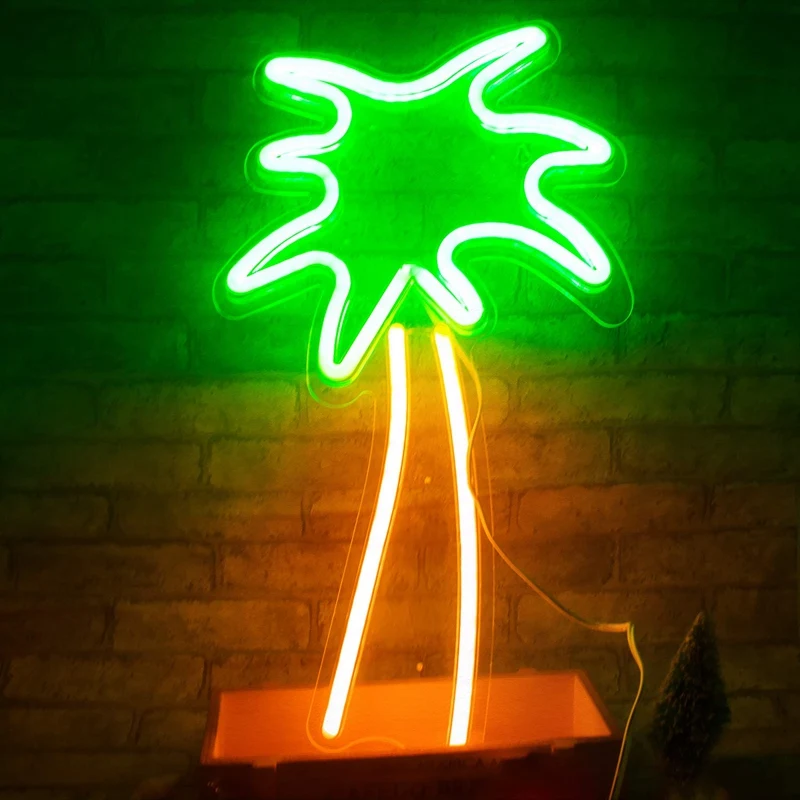LED Neon Coconut Palm Wall Sign Decoration Lamp Home/Bar Party and Holiday Wall Lamp