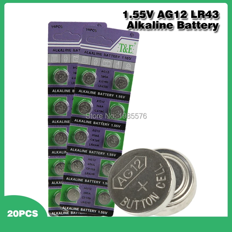 20 шт. 1 55 в Ag12 LR43 LR 43 Часы Pilas батарея SR43W SR1142 GP386 LR1144 монеты для лазерной указки