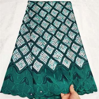 

Teal Green Eyelet Swiss Voile Lace In Swizterland cotton Dry Lace Fabric Embroiderey Nigerian Voile Lace Fabric For Women SW-524