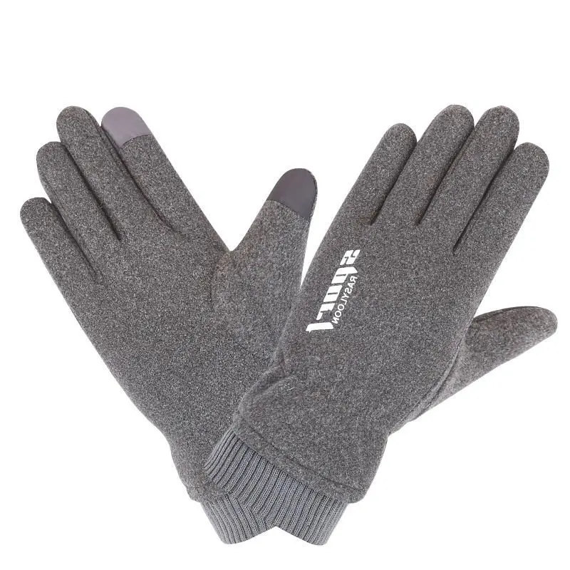 Winter Men Gloves Keep Warm Plus Velvet Inside Suede Simple Cold Protection Thicken Outdoor Gloves for Male 