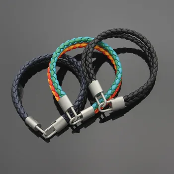 

Factory price wholesale explosion V lock buckle double skin Bracelet women's foreign trade woven leather rope bracelet