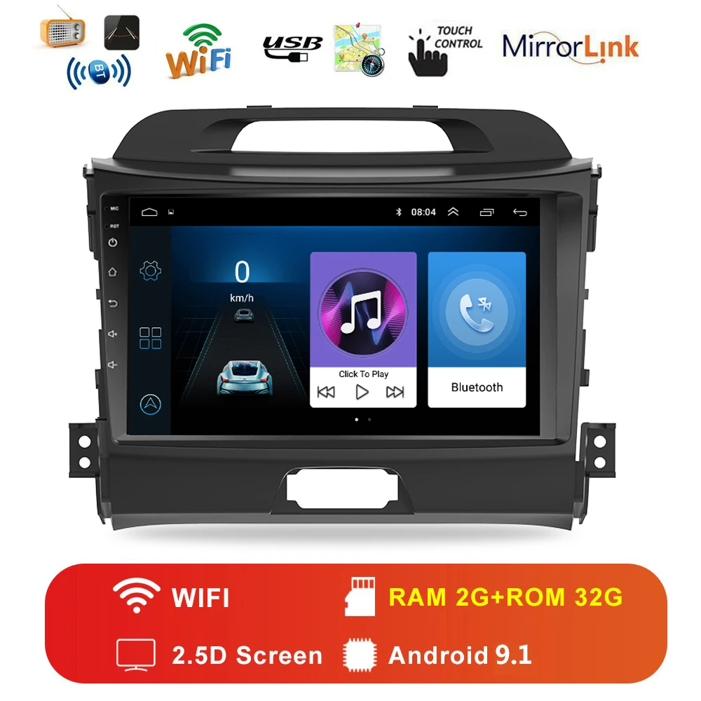 Автомагнитола 2 din на Android 9 1 мультимедийный проигрыватель для KIA sportage 2010 2011 2016