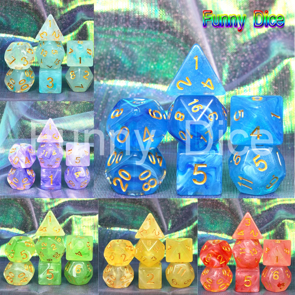 Переносные игральные кубики Туманность 7 для игра DnD D4 D6 D8 D10 D12 D20 подарочный набор