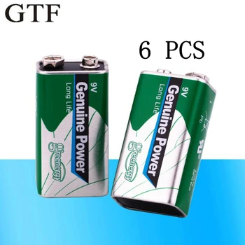 

6pcs Super Heavy Duty 9V 6F22 Dry Zn/MnO2 Battery for Remote Control Toys / Smoke Alarm Microphone instrument Dry Batteria Cell