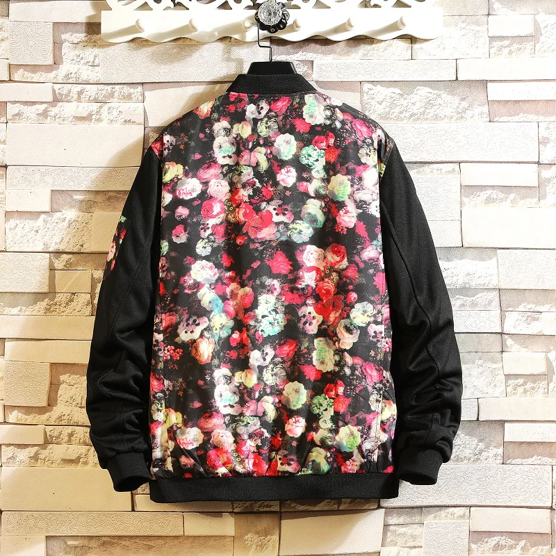 70% OFF 2019 New style Fashion Men spring slim fit Stand collar Printing jacket/Male High quality retro style Leisure coat Plus S-5XL