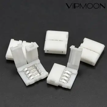 

10Pcs 4 pin 8mm LED Strip Light Connector 10mm PCB Board Strip to Strip No Soldering Clip Connector Buckle For 2835 5050 RGB