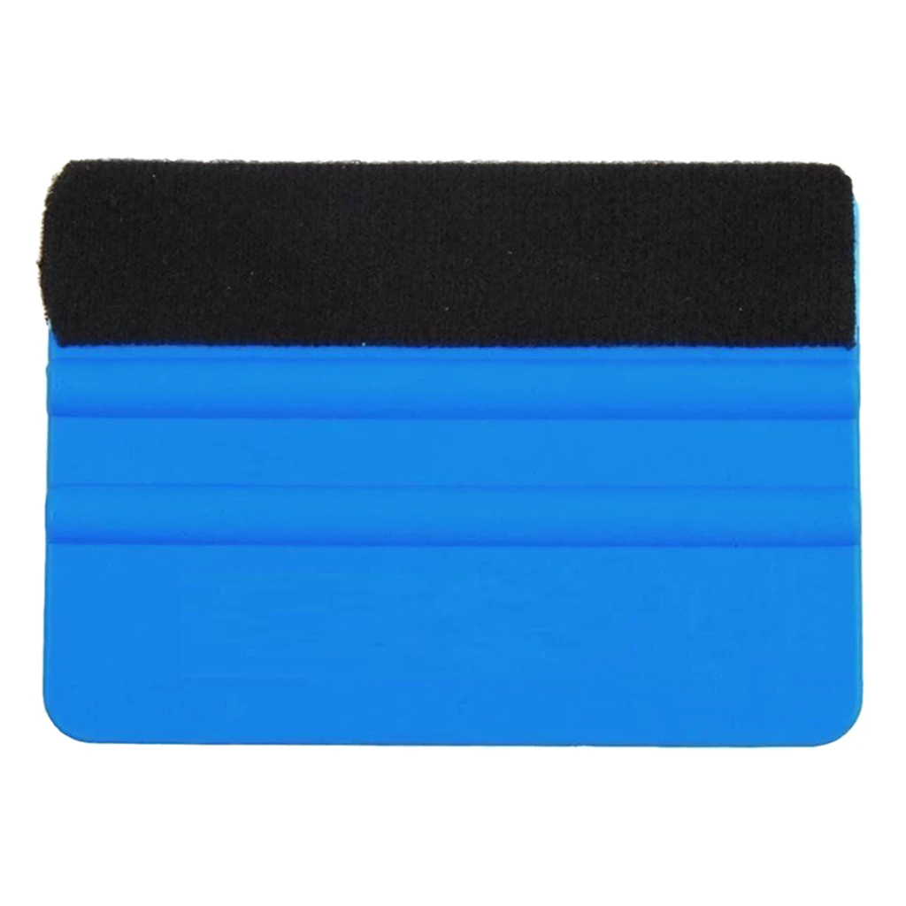 Black Felt Edge Blue Squeegee Car Vinyl Scraper Decal Sticker Applicator Tool
