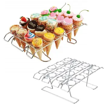 

16/12Hole Ice Cream Cone Holder Cupcake Cones Baking Rack Cooling Tray Drying Rack DIY Ice Cream Desktop Stand Kitchen Tools
