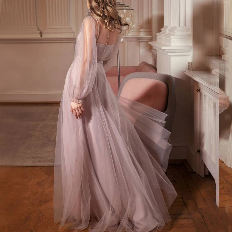 Robe De Soiree, длинное вечернее платье,, круглый вырез, полный рукав, вечернее платье с кружевной аппликацией, платья, vestido de festa Longo