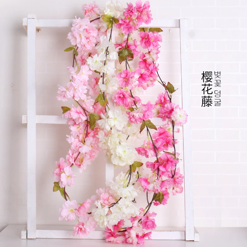 

cane cherry blossom wedding flower simulation railings decorative plastic fiber winding air conditioning pipe vine tree