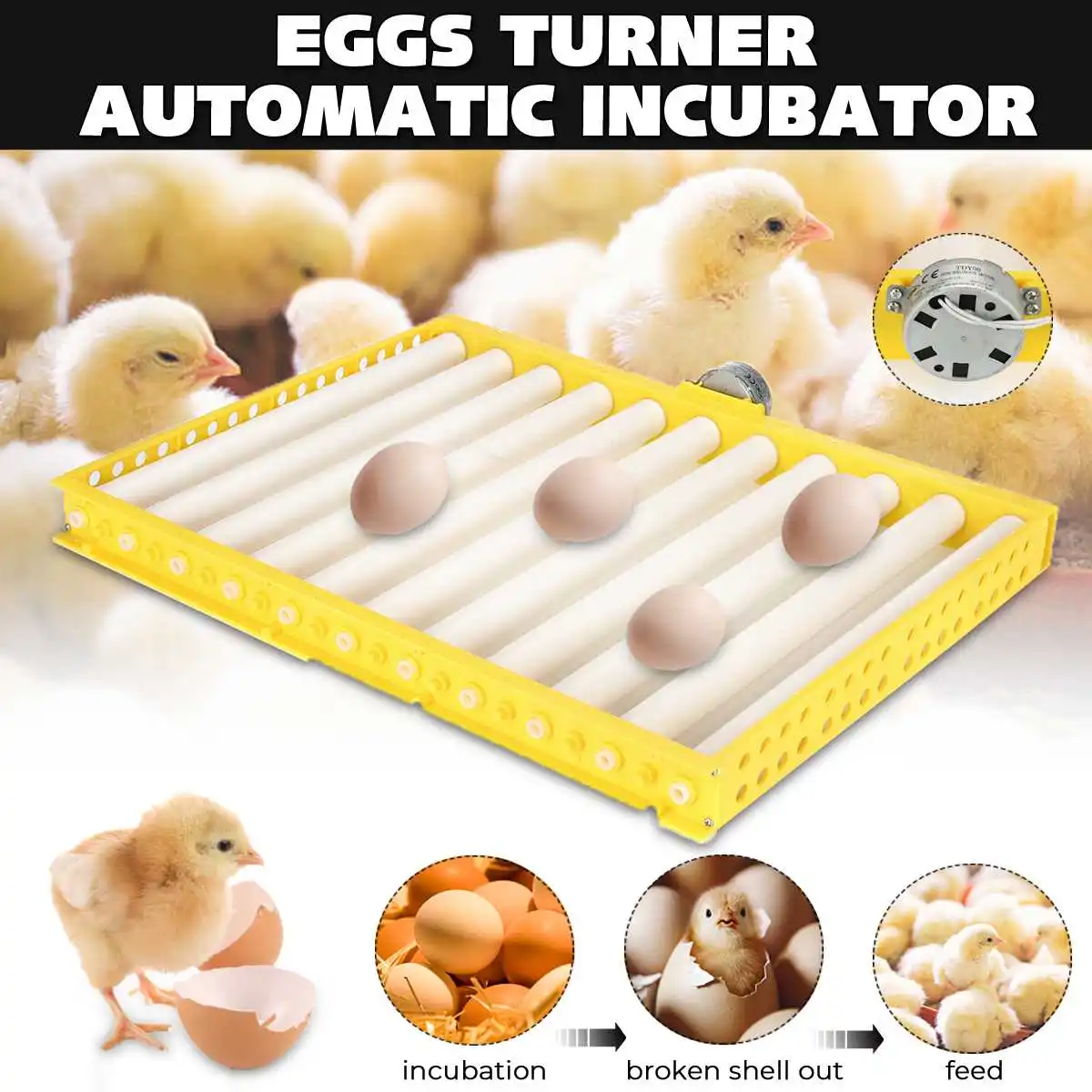 

Plastic Eggs Incubator Accessories Durable Rotary Automatic Roller Pattern Egg Turner Tray Incubation Accessory