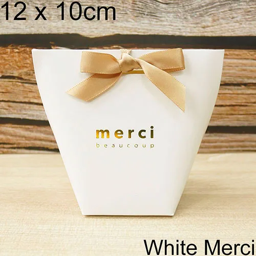 12x10cm Merci3 5 шт. высококлассные черно-белые бронзовые "Merci" Сумки для конфет французские спасибо Свадебные сувениры Подарочная коробка посылка на день рождения - Цвет: 12x10cm Merci3