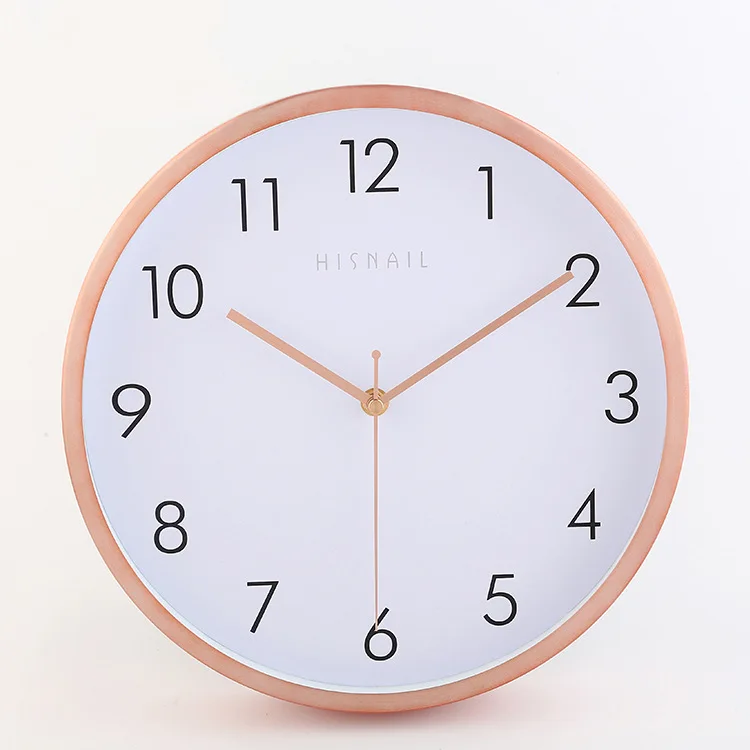 

Rose Gold New Style Modern Minimalist Wall Clock 12-Inch Living Room Metal Brushed Aluminum Frame Wall Clock Circle Clock Wholes
