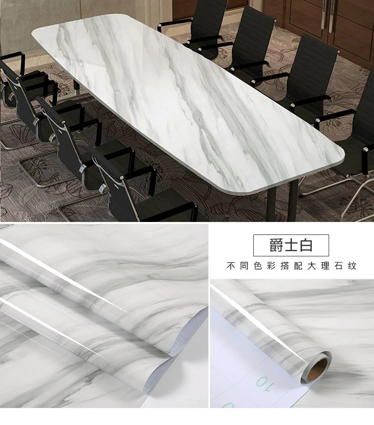 Thickening Waterproof Marble Wallpaper Cabinet Desktop Countertop Furniture Renovation Sticker Kicking Line Self-adhesive