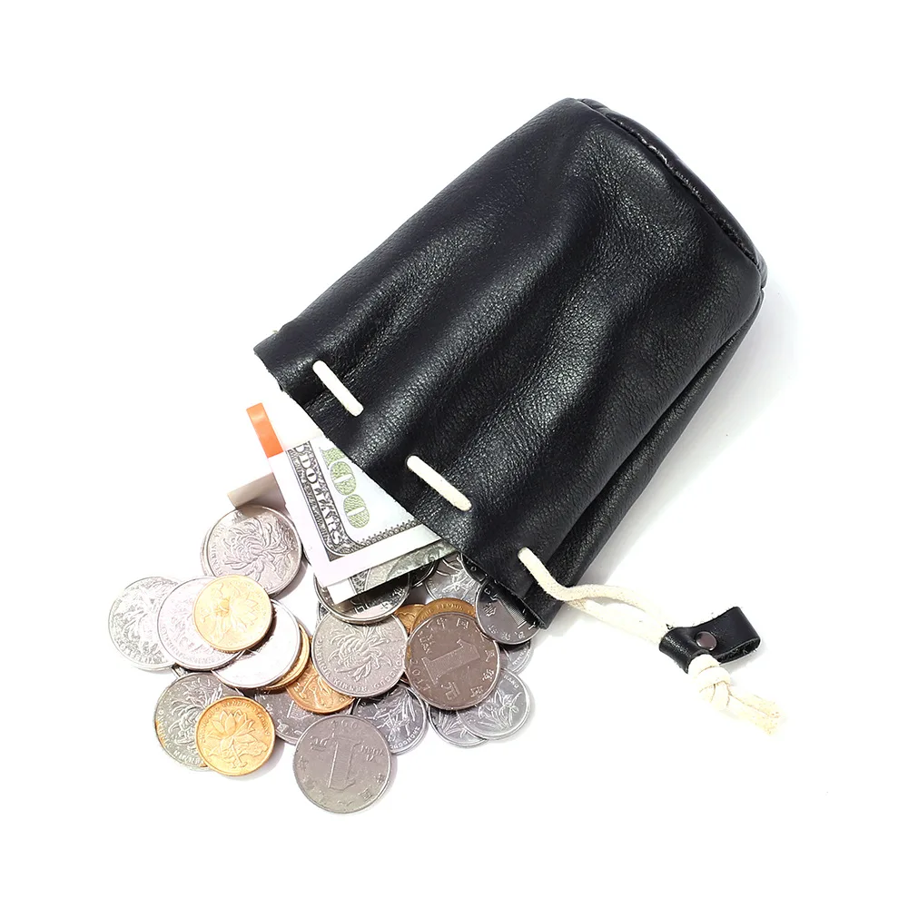 Head Oil Waxed Top Layer Skin Lady Vintage Japanese Style Cow Leather Pouches Women Drawstrings Design Barrel Bag | Багаж и сумки