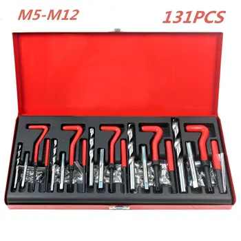 

131Pcs M5 M6 M8 M10 M12 Thread Repair Set Metric Thread Insert Repair Tools With 1.5D Coil Tin Wrench Drill Tap Suit