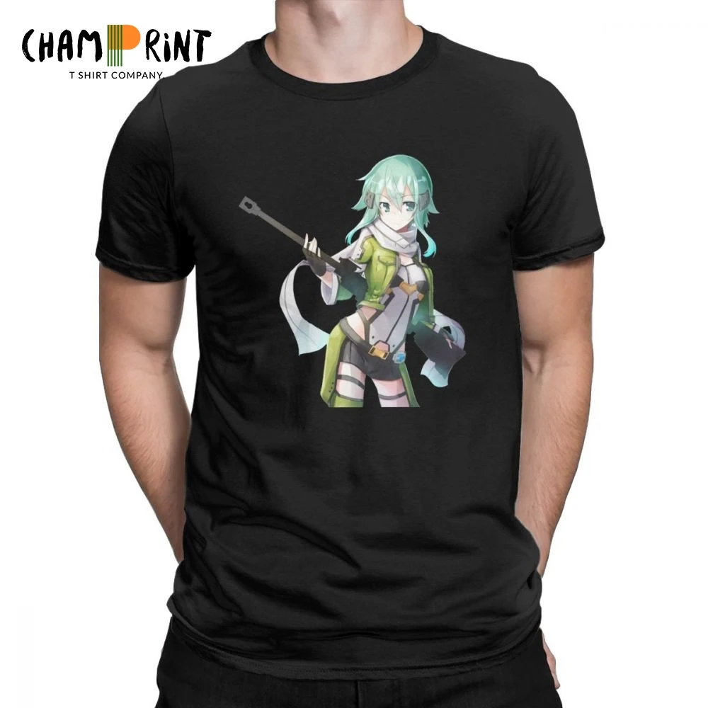 Мужская футболка Sword Art Online Asuna SAO Sinon новинка одежда с круглым вырезом и коротким