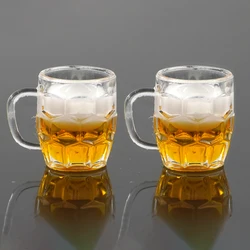 Mini chopes de bière en résine, accessoires de maison pour poupée, jouet, imitation de boisson pour décoration miniature, modèle limonade et verre de vin disponible pour jeu de simulation, 2 pièces, échelle 1/12 ème, 