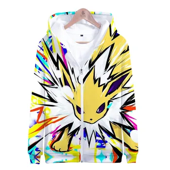

Graphic Sweatshirt Hoodies Umbreon Sweatshirts Hoodie Men Slim Zipper Boys Game Jacket Clothes Pikachu Pokemon Go 3D Casual Full