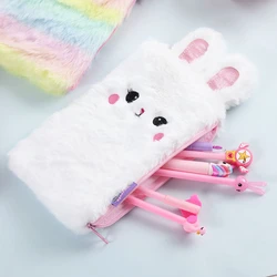 Kawaii Bunny Pink Pencil Case For Girls Boys Plush Pencil Box School Cute Large Capacity Pencil Case Stationery School Supplies