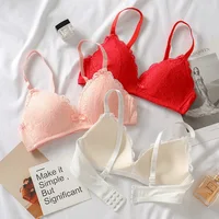 Koronkowe bezszwowe biustonosze dla kobiet biustonosze Push-Up bez drutu biustonosz A B C kubek bielizna Sexy biustonosz Bralette głębokie U Cup(3/4 szklanki) bielizna 3