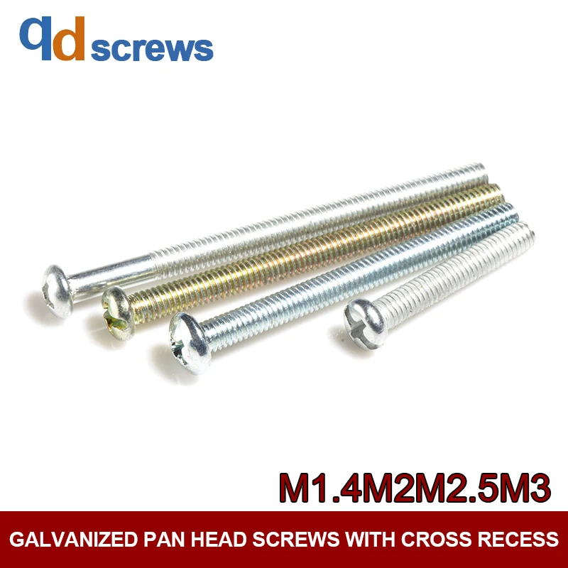 

4.8 M1.4M2M2.5M3 Pan head screws with cross recess cross Phillips round head screw galvanized round head GB818 DIN7985 ISO 7045