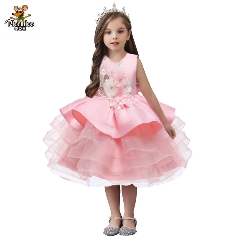 Праздничная одежда для девочек от 2 до 10 лет; вечернее платье с цветочным рисунком для свадьбы; детская одежда с цветочным узором для дня рождения; платья принцессы для девочек; 6 цветов