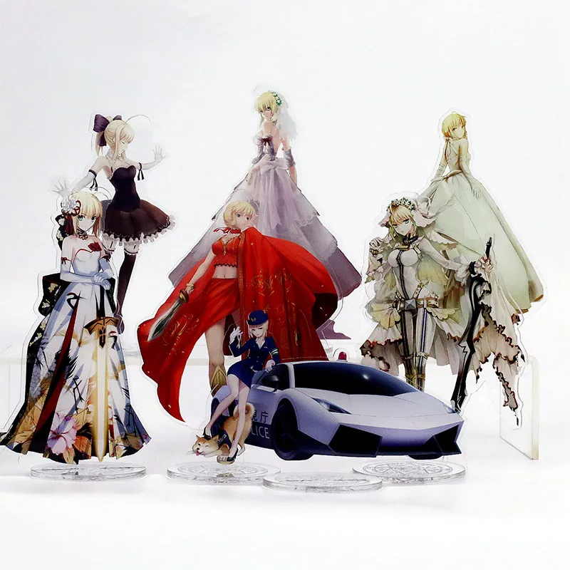 

Anime Fate/stay night Saber Arutoria Pendoragon Cosplay Acrylic Desk Stand Figure Model Decor Plate Xmas Gifts