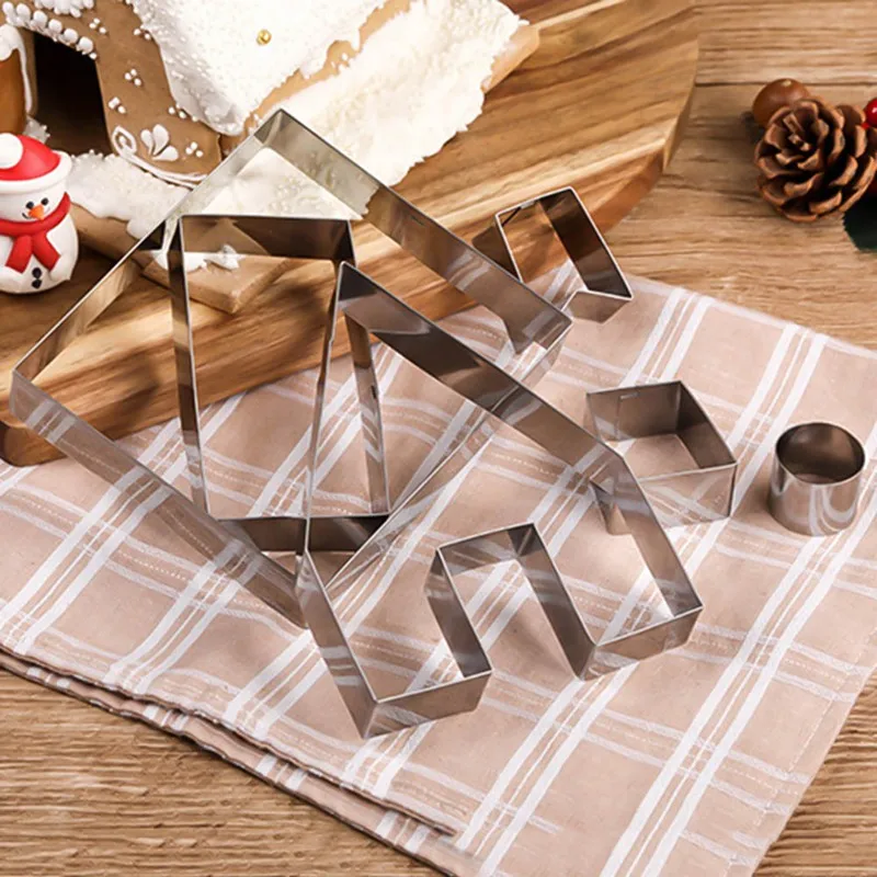 6 шт. формочки для печенья 3D Рождественский Пряничный дом формы DIY Печенье Кондитерские изделия торт молд, аксессуары для выпечки из нержавеющей стали Форма для торта
